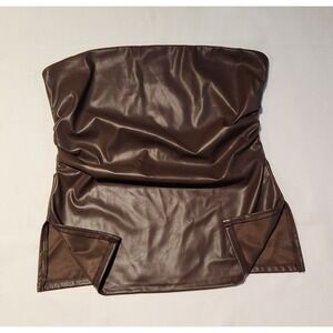 envie Brown Faux Leather Strapless Sleeveless Camisole Tank Top Size L